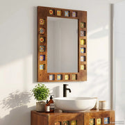 Specchio da bagno Noce 50 x 70 x 2,5 cm Legno di mango massello 4018255