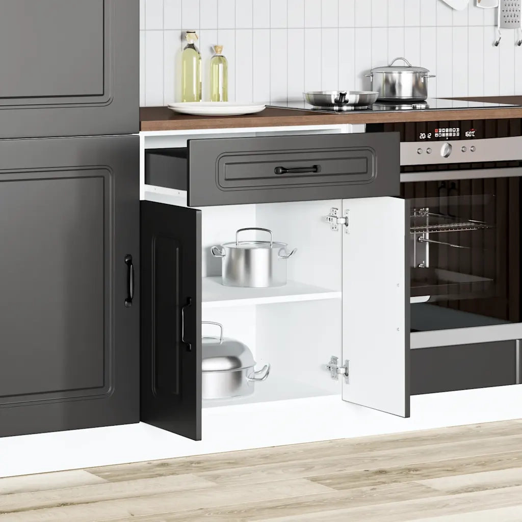 Base da Cucina-Mobile da cucina Kalmar Nero in Legno Multistrato 521219