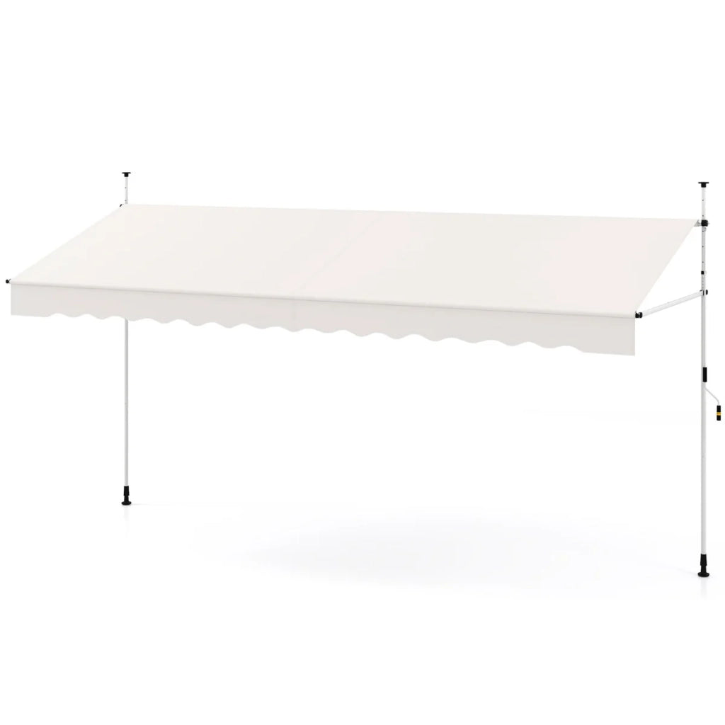 Tenda da sole retrattile con manovella 400 x 135 x 210-300 cm moderna protezione solare regolabile in poliestere bianco 20_0013644