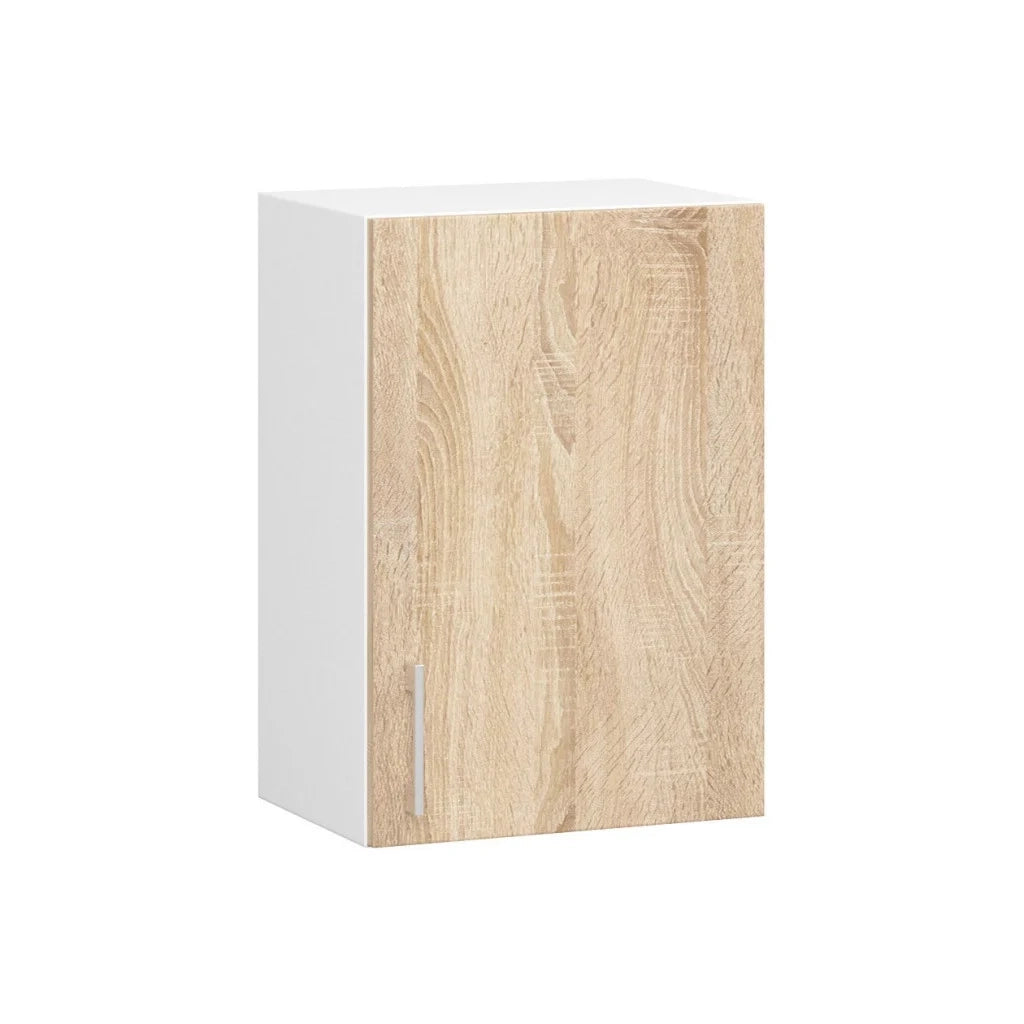 Set da cucina con vetrina AKORD LIMA 1,8 m Bianco 180 cm 7 ante 1 cassetto frontale Rovere Sonoma 8 ripiani 180×44,5×203 cm