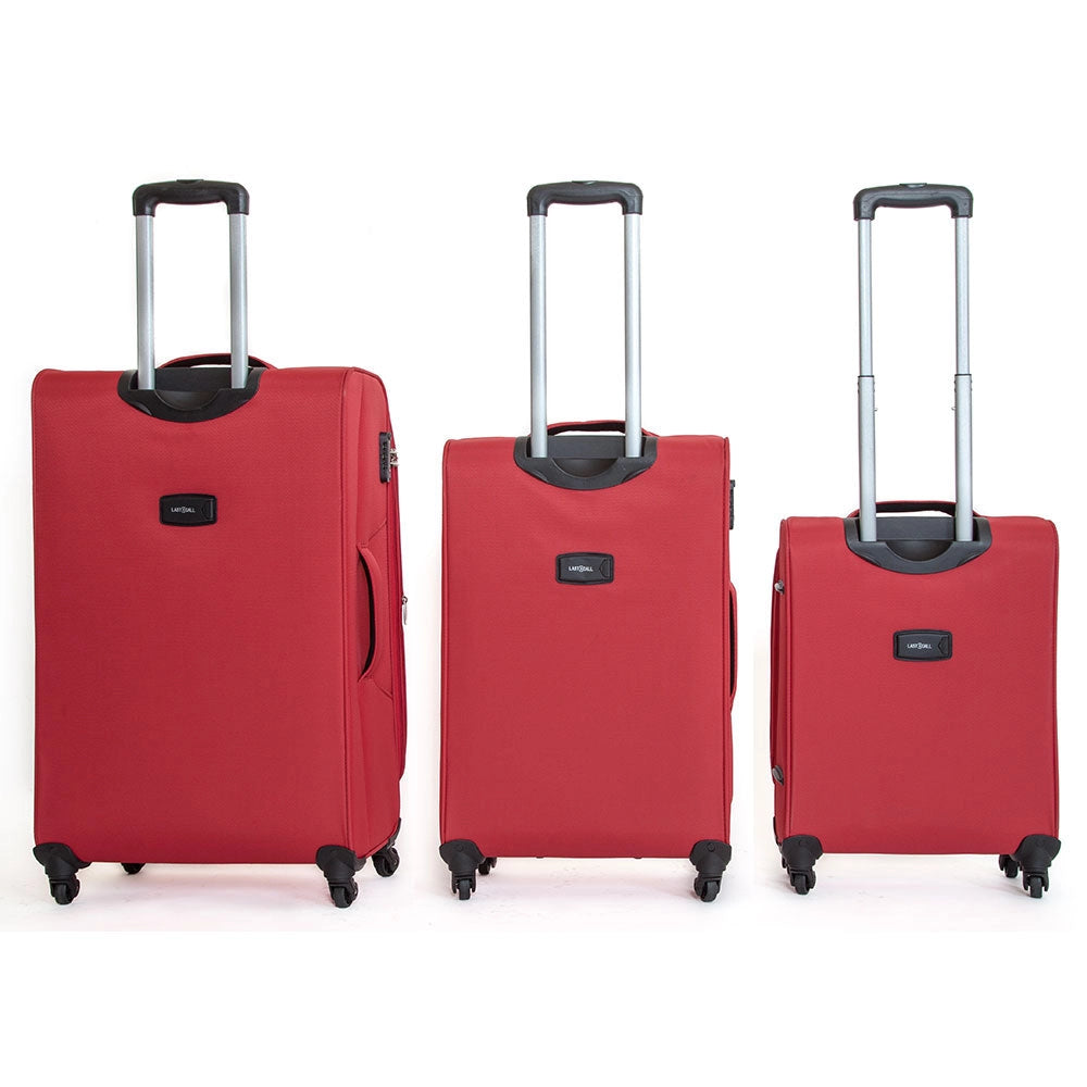 Set 3 Valigie Trolley Morbide in Poliestere 4 Ruote TSA Ravizzoni Matisse Rosso