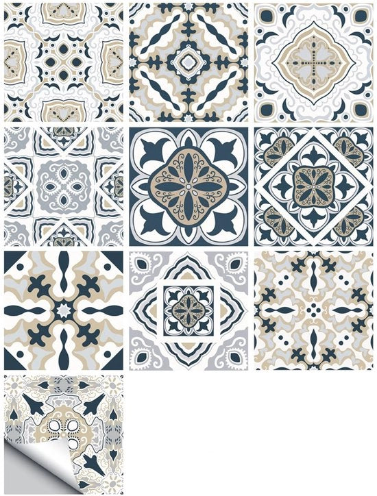 20 Stucchi di Stickers per Pavimento per Cucina - Bagno - Stickers Autoadesivi per Pavimento e Parete - Stickers Pavimento a Tavola Vintage - Stickers Pavimento in Vinile con Mosaico Marocchino (15 x 15cm)