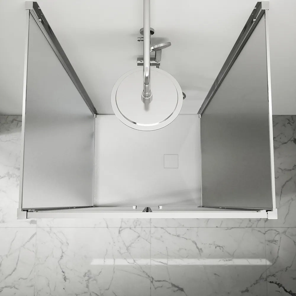 Box doccia tre lati 90x70x90cm con porta saloon profili cromati e vetro 6mm opaco h190 | Portofino