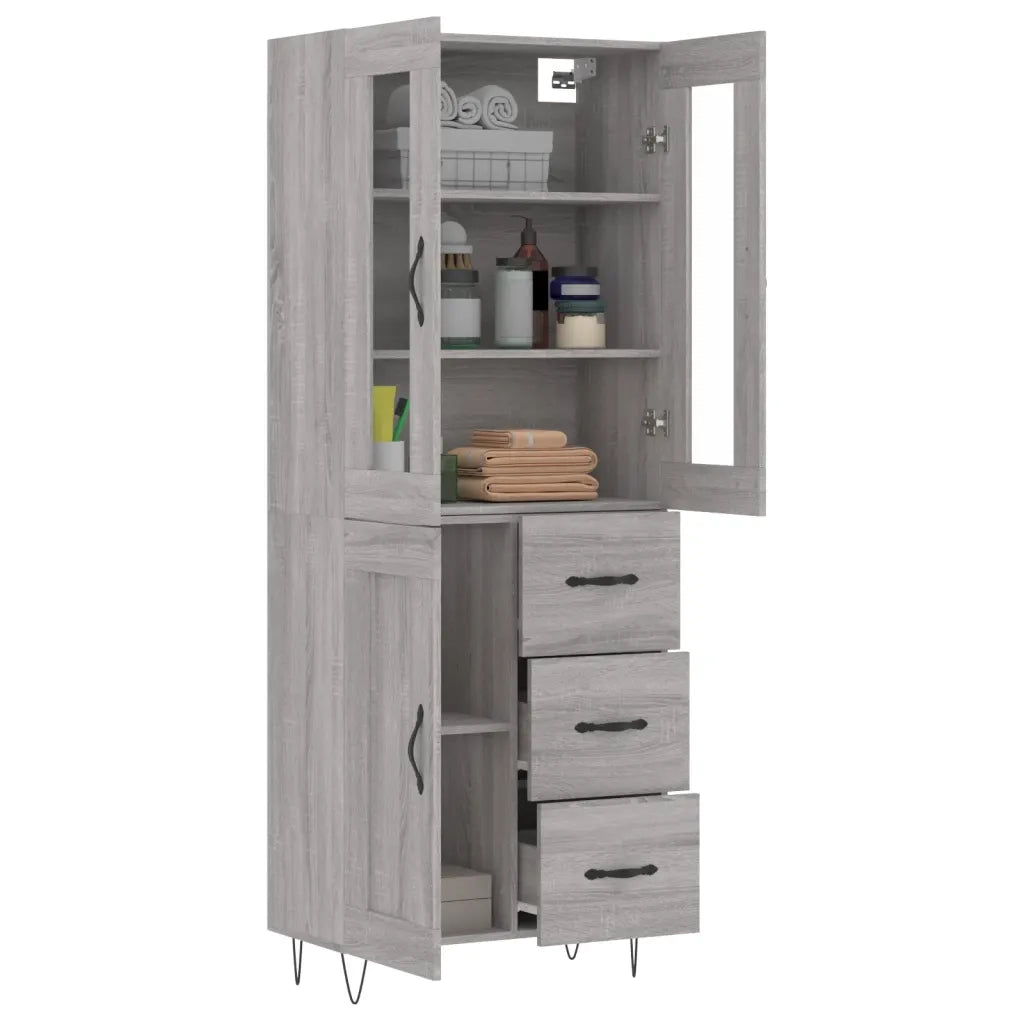 vidaXL Credenza Grigio Sonoma 69,5x34x180 cm in Legno Multistrato