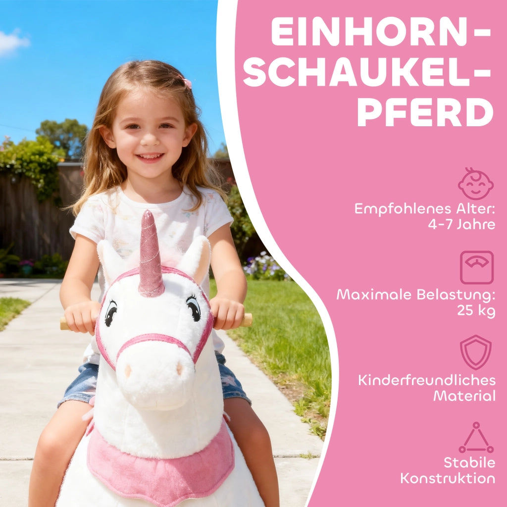 Cavallo a Dondolo per Bambini ¨C zephmum ¨C Bianco, Tessuto