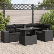 vidaXL Set Divano da Giardino 6 pz con Cuscini Nero in Polyrattan