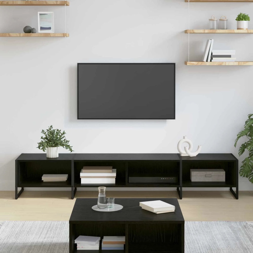 Mobile TV Rovere Nero 170,5 x 36 x 30,5 cm Legno multistrato 886516