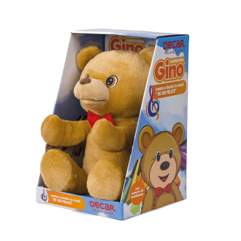 Orso Peluche Interattivo Che Canta se sei felice tu lo sai batti le mani Orso Gino 25 cm, Canta e Batte le Mani