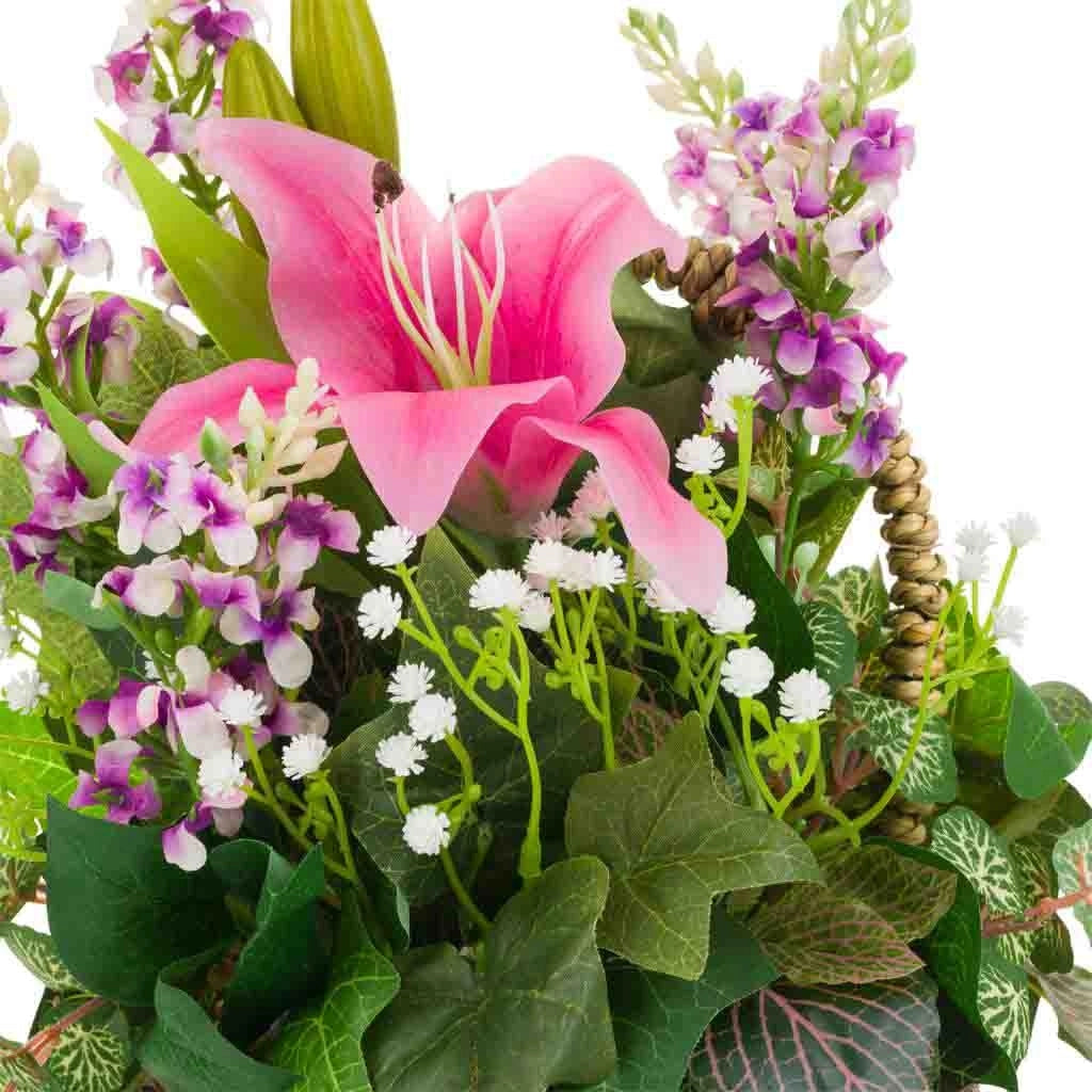 Cesto in corda con mazzo di fiori 31x25x36h