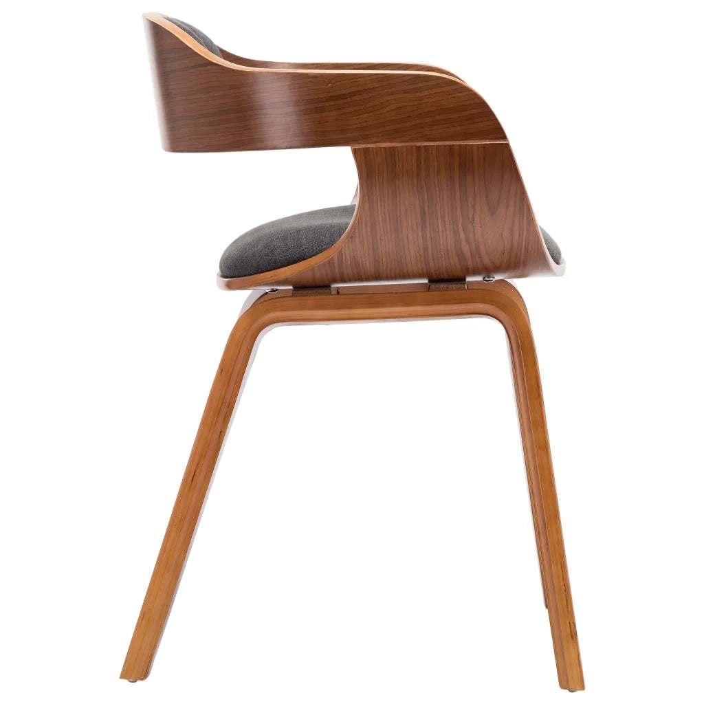 Sedie da Pranzo 4 pz Grigio Scuro in Tessuto e Legno Curvato 279477