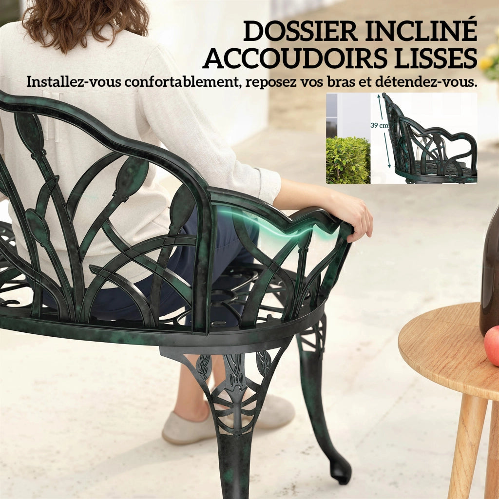 Panchina da giardino in alluminio ¨C zephmum ¨C 2 posti verde 99x57x78 cm