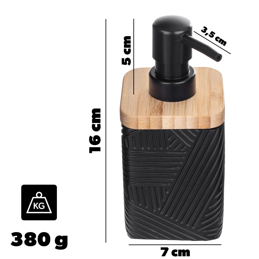 Dispenser di sapone liquido KADAX da 300 ml, nero, per bagno, con pompa.