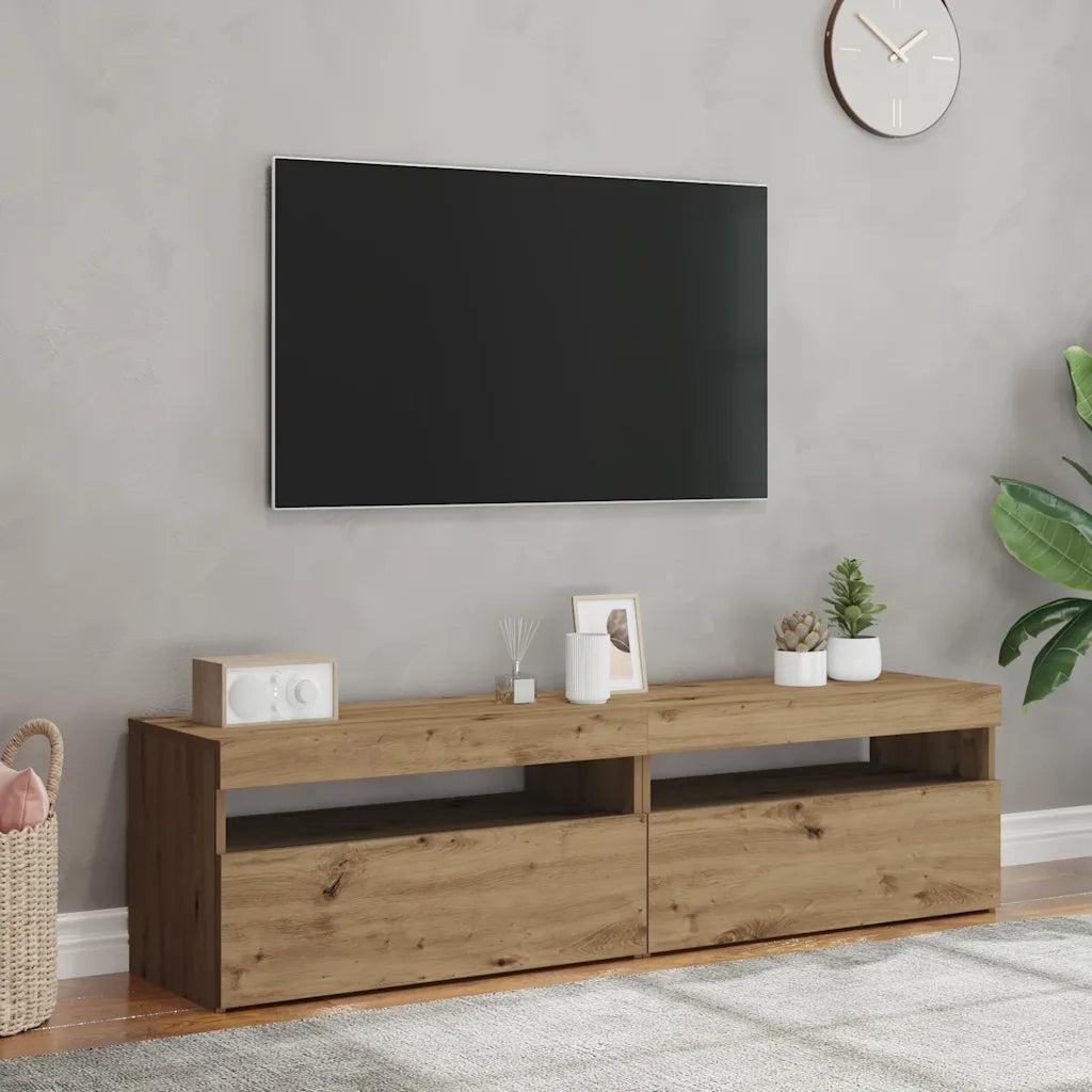 vidaXL Mobili Porta TV con LED 2 pz Artigianale in Legno Multistrato