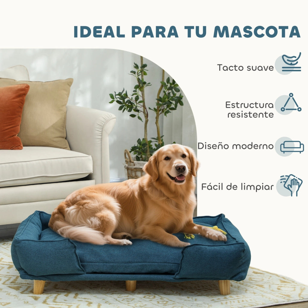 Letto per Cani con Cuscino ¨C zephmum ¨C 96x66x24 cm Blu