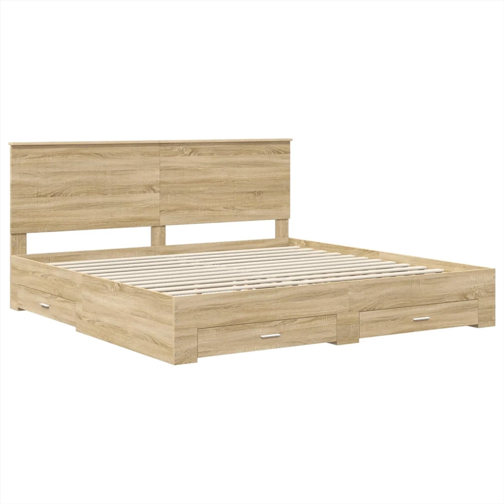 Struttura del letto con testiera Rovere Sonoma 200 x 200 cm 3411266