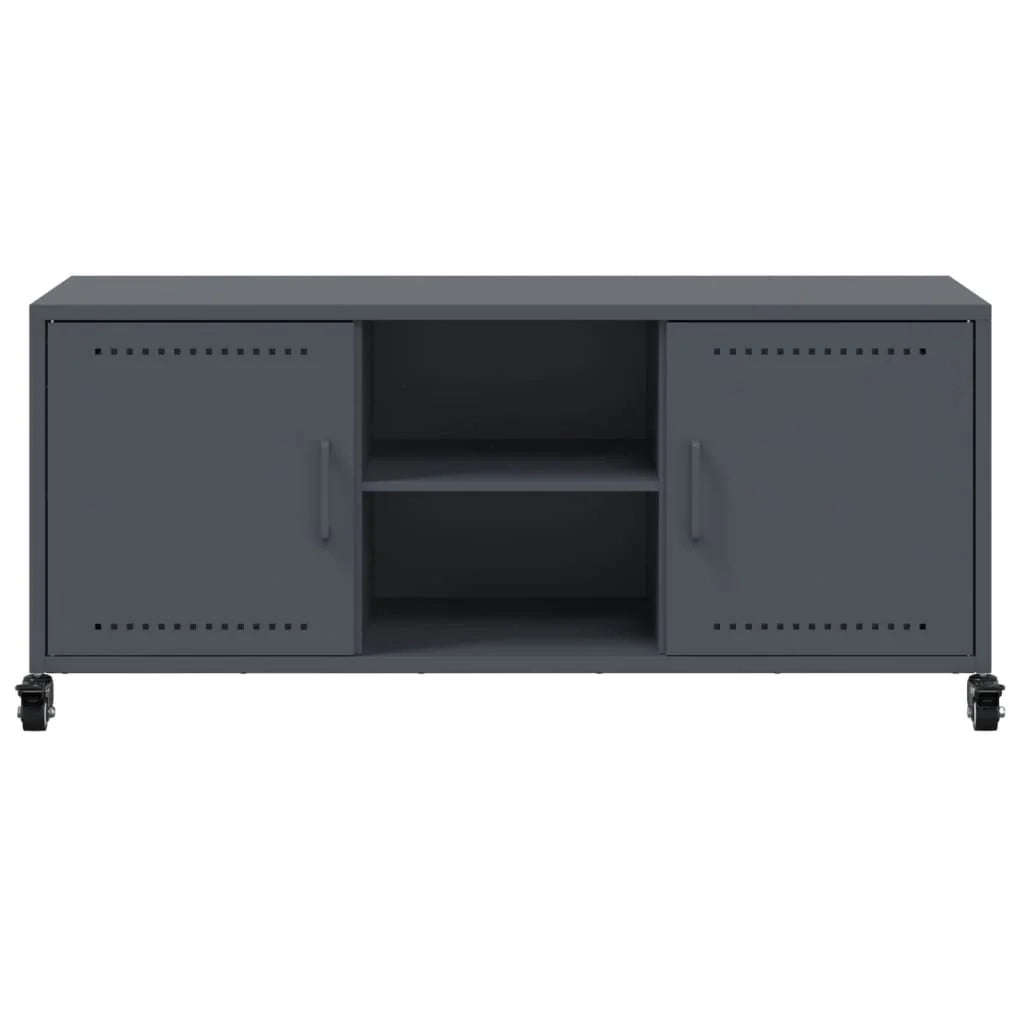Mobile TV multimediale scaffale TV credenza mobile TV sala da pranzo soggiorno camera da letto 100,5 x 39 x 43,5 cm acciaio antracite 02_0026379