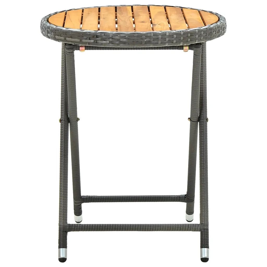 Tavolino da Giardino | Tavolino da T¨¨ Grigio 60 cm in Polyrattan e Massello di Acacia