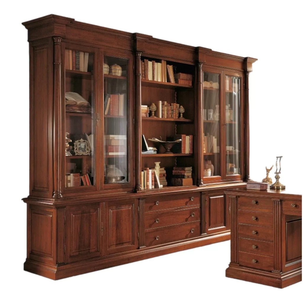 Libreria studio classica in legno bassano 306x56x240 - Mobili 2G