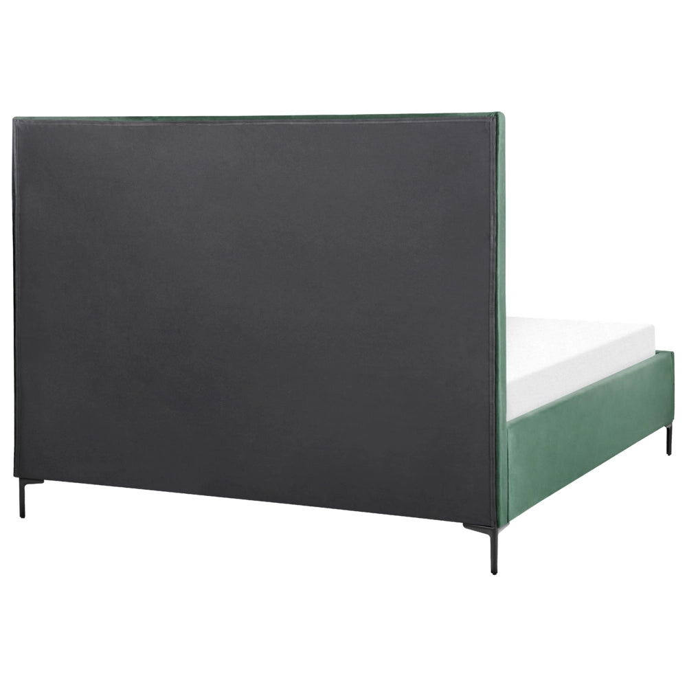 Set camera da letto in velluto verde scuro matrimoniale 180 x 200 cm letto con contenitore 2 comodini imbottiti