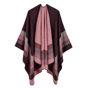 Sciarpa calda da donna a righe, piccola e quadrata, in cashmere e acrilico.