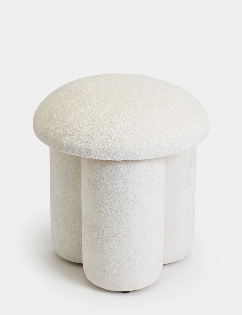 Pouf in tessuto "Magnus" - 45 x 45 x 48 cm - Bianco