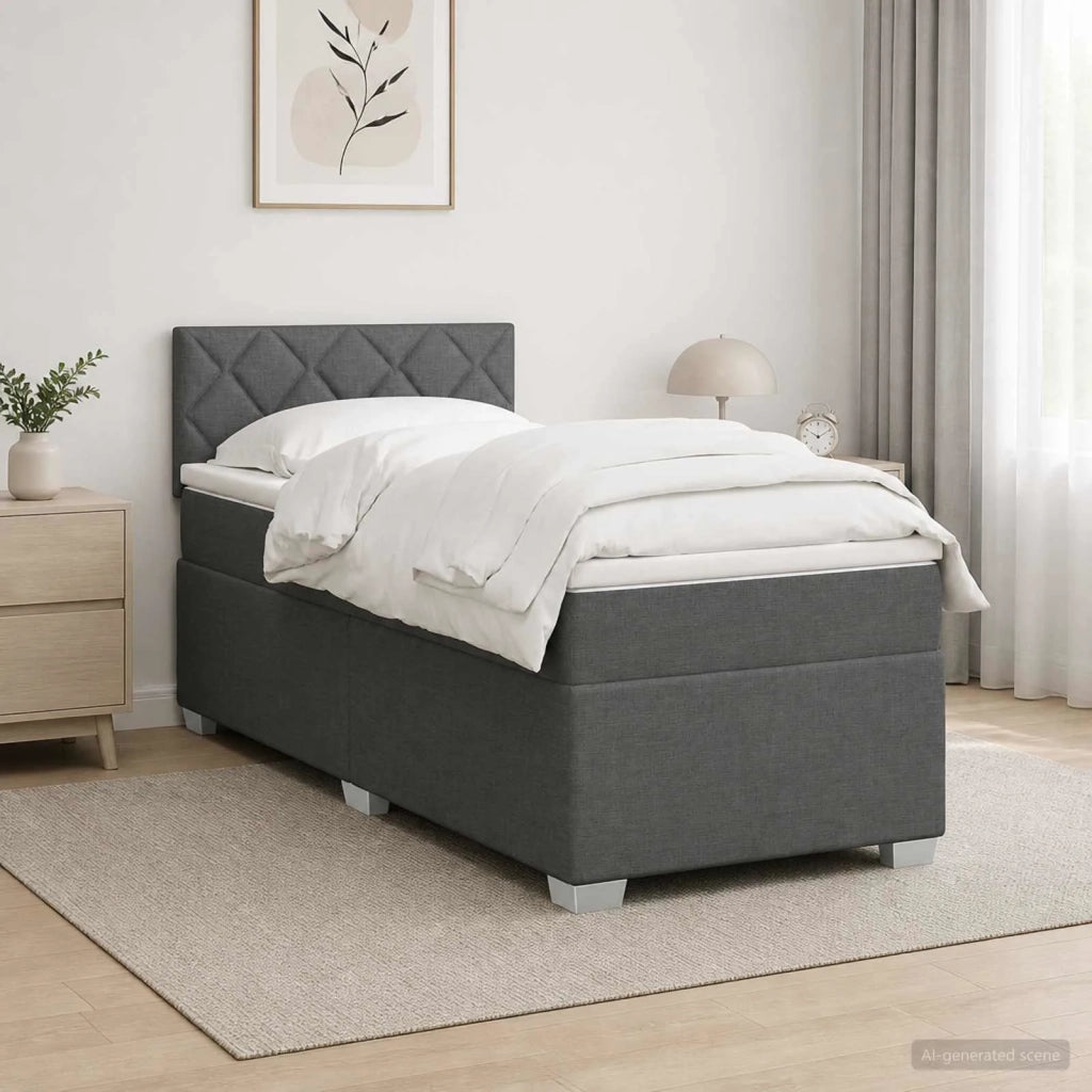 Letto con Box Spring, Materasso e LED Grigio Scuro 100 x 200 cm 3451883