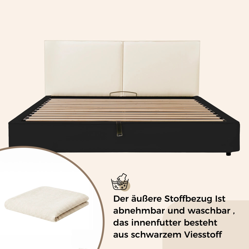 letto imbottito lino beige 180 x 200 cm