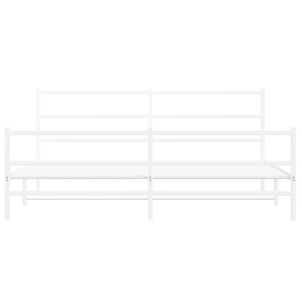 Giroletto con Testiera e Pediera-Struttura Letto Metallo Bianco 193x203 cm 277902