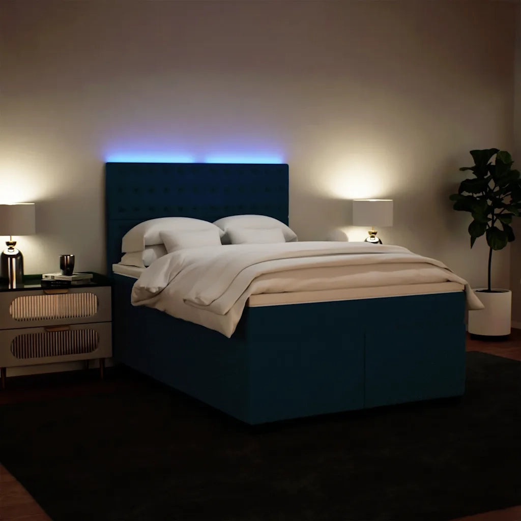 Giroletto a Molle con Materasso Blu 140x200 cm in Velluto 3293246