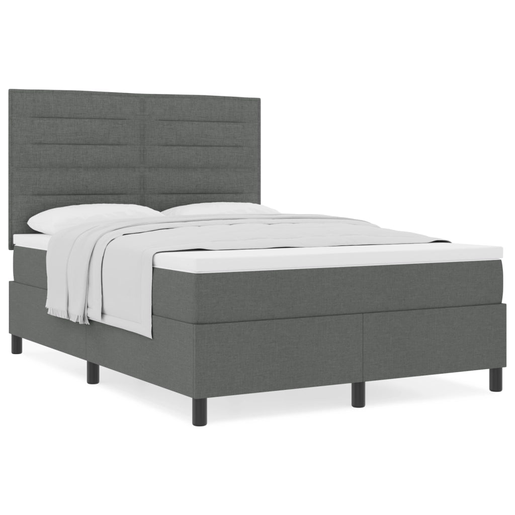 Letto con box spring grigio scuro 160x200 cm tessuto
