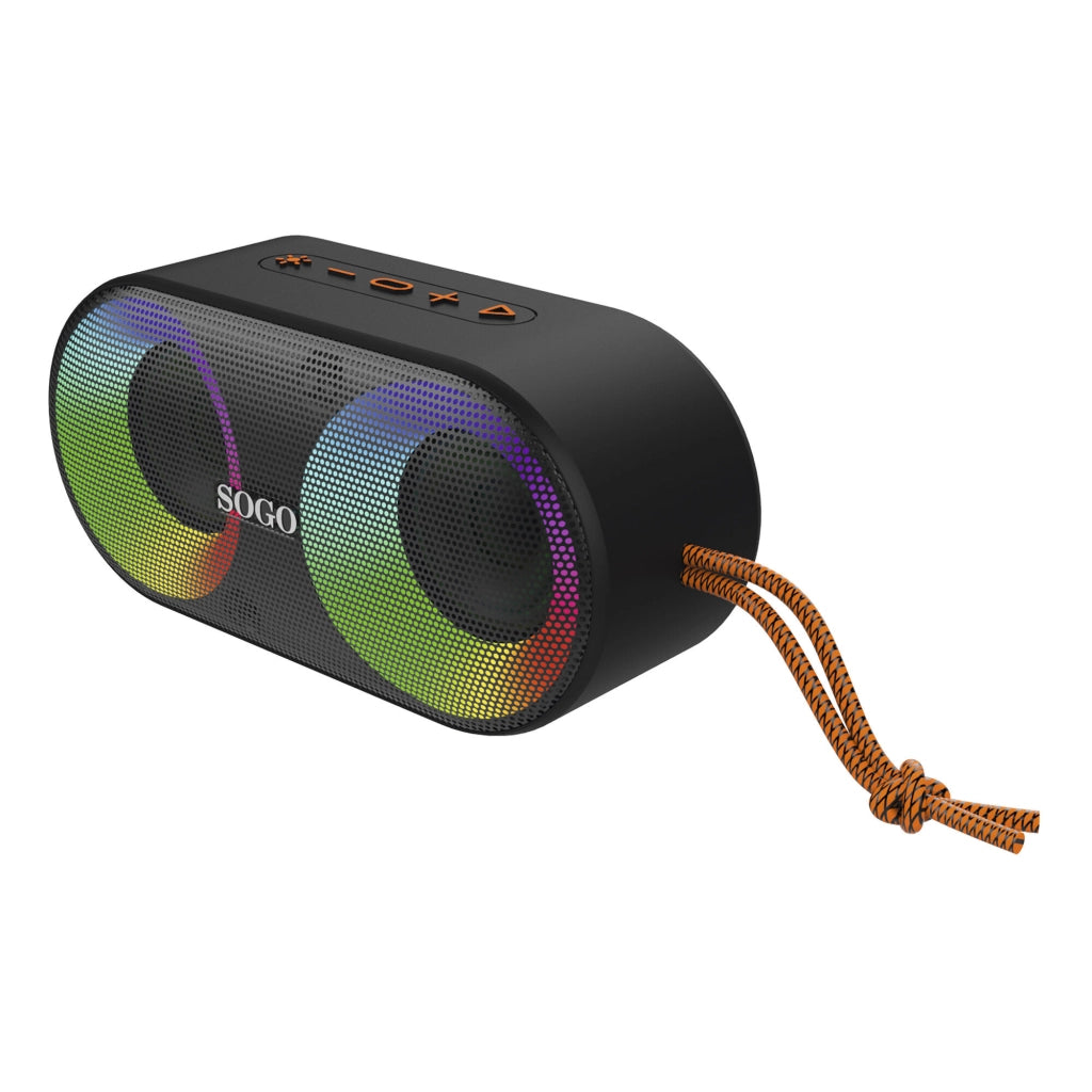 Altoparlante Bluetooth portatile con luci LED RGB, TWS stereo, batteria 2000mAh, impermeabile IP6 - SOGO