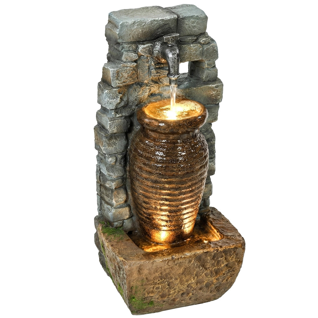Fontana da Giardino con Flusso Regolabile e Parete Rocciosa Rustica ¨C Zephmum ¨C Design a Brocca