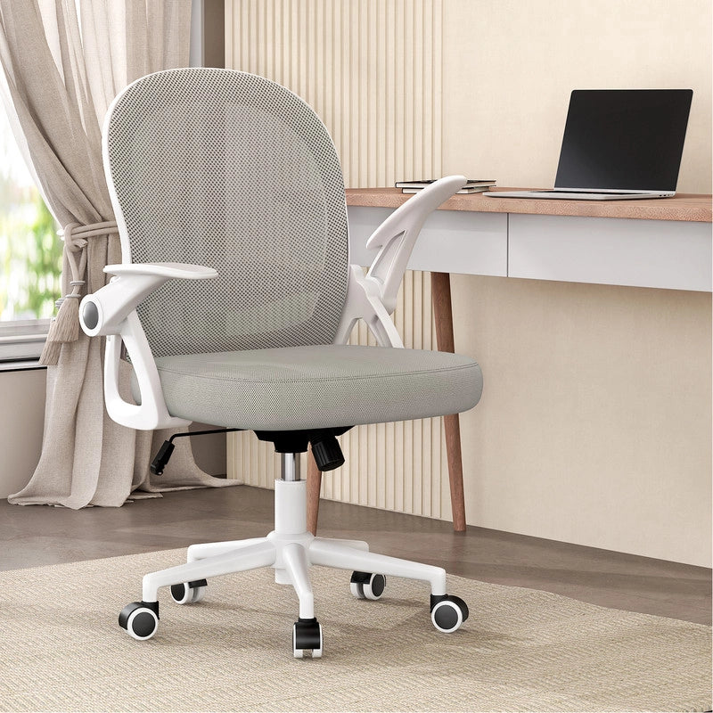 Sedia da ufficio-Sedia da ufficio in  con braccioli-Sedia ergonomica in rete traspirante-Altezza regolabile-Home Office-Grigio