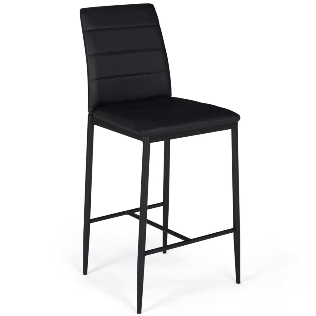 IDMarket - Set di 4 sgabelli da bar imbottito design contemporaneo in PVC nero ROMANE