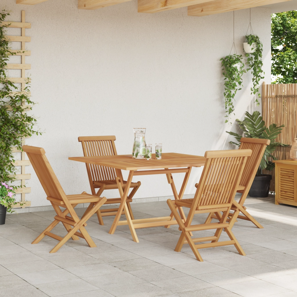 Set da Pranzo da Giardino 5 Pezzi in Legno Massello di Teak