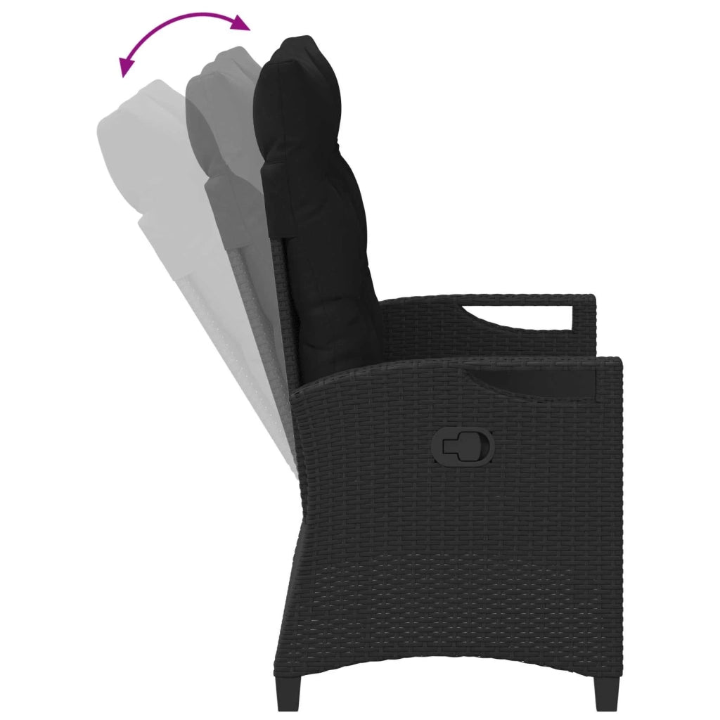 Panchina da giardino con cuscino Nero 105 x 60 x 112 cm 42026849