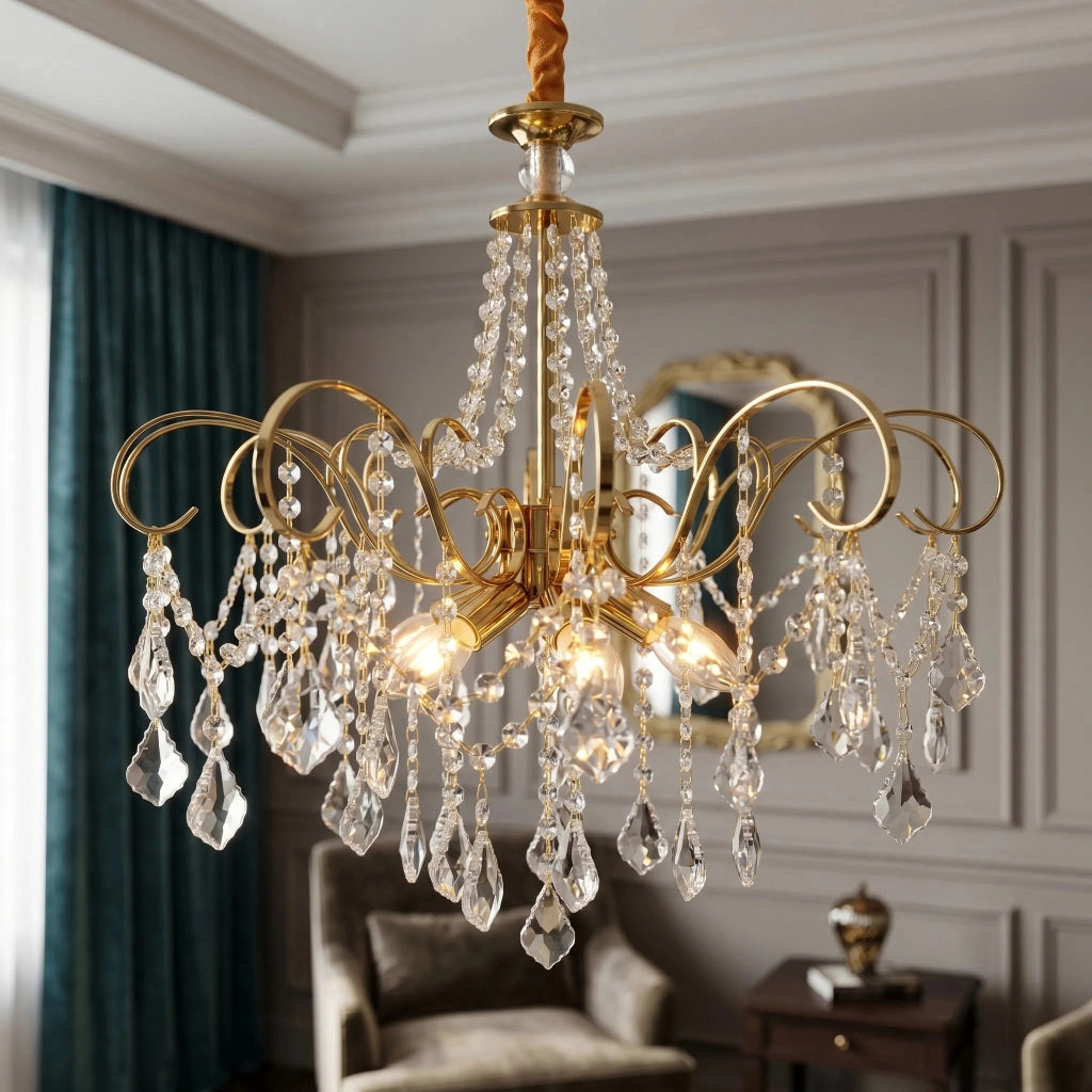 Lampada A Sospensione In Cristallo Swe076-cp 50cm Gold