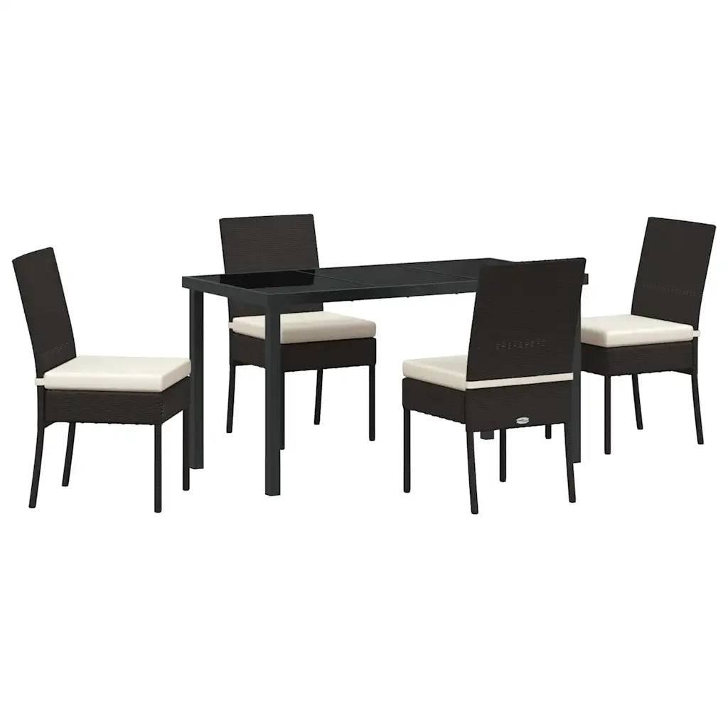 Set da Pranzo per Giardino 5 pcs Nero
