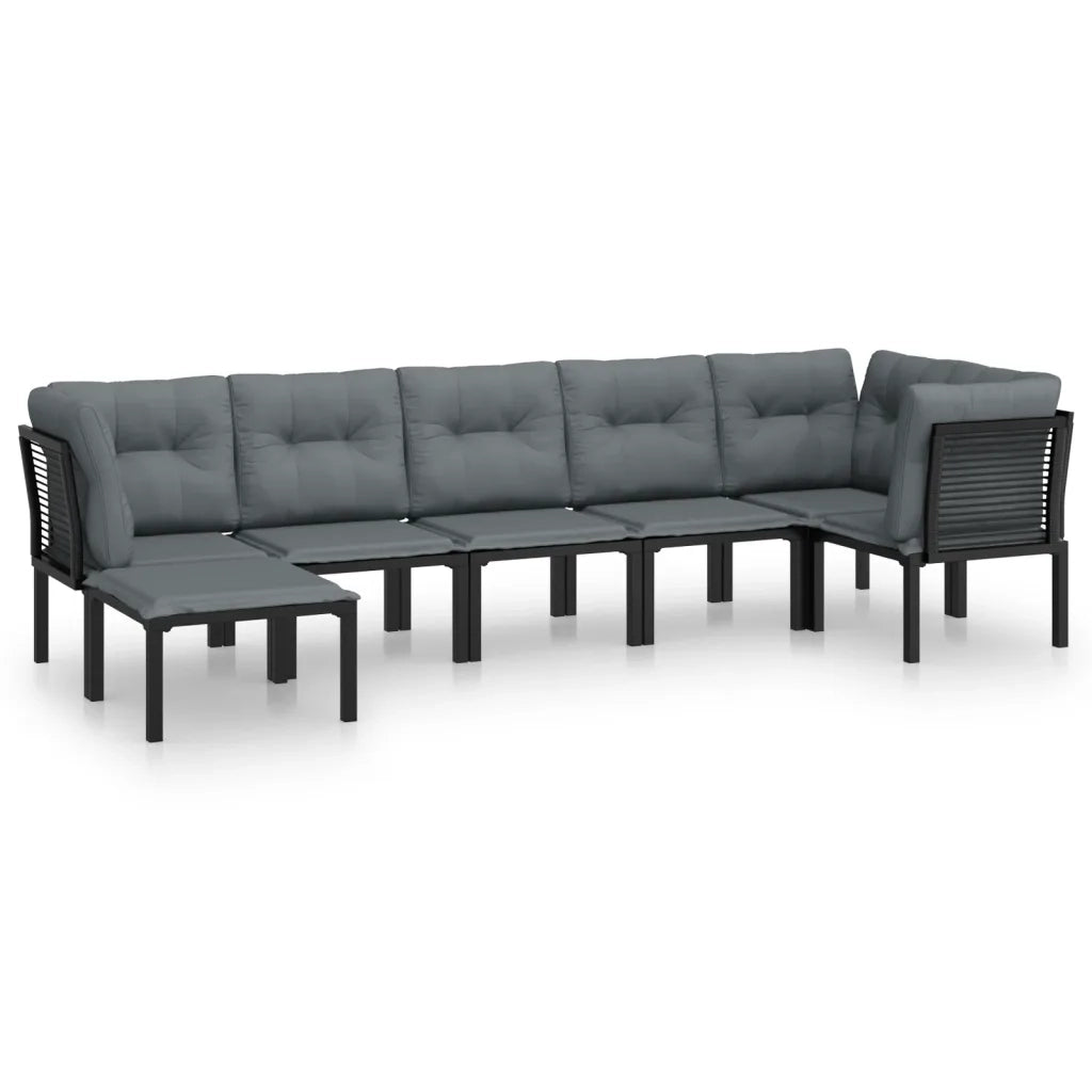 Set Salotto da Giardino 7 pz Nero e Grigio in Polyrattan 3187759