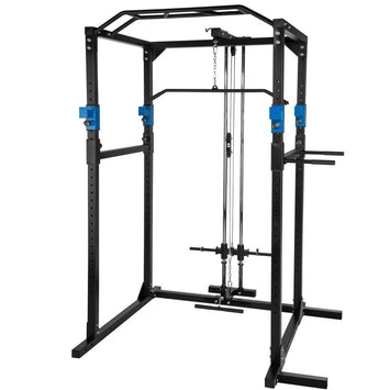 Gabbia per sollevamento pesi in acciaio rastrelliera per sollevamento pesi stazione fitness nero/blu 08_0000428