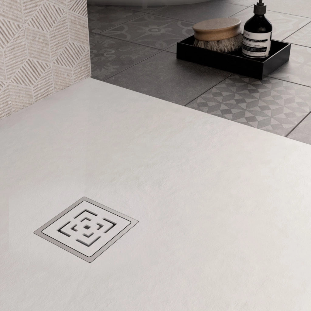 Piatto doccia in marmoresina bianco effetto pietra cemento passion, misura 70x80