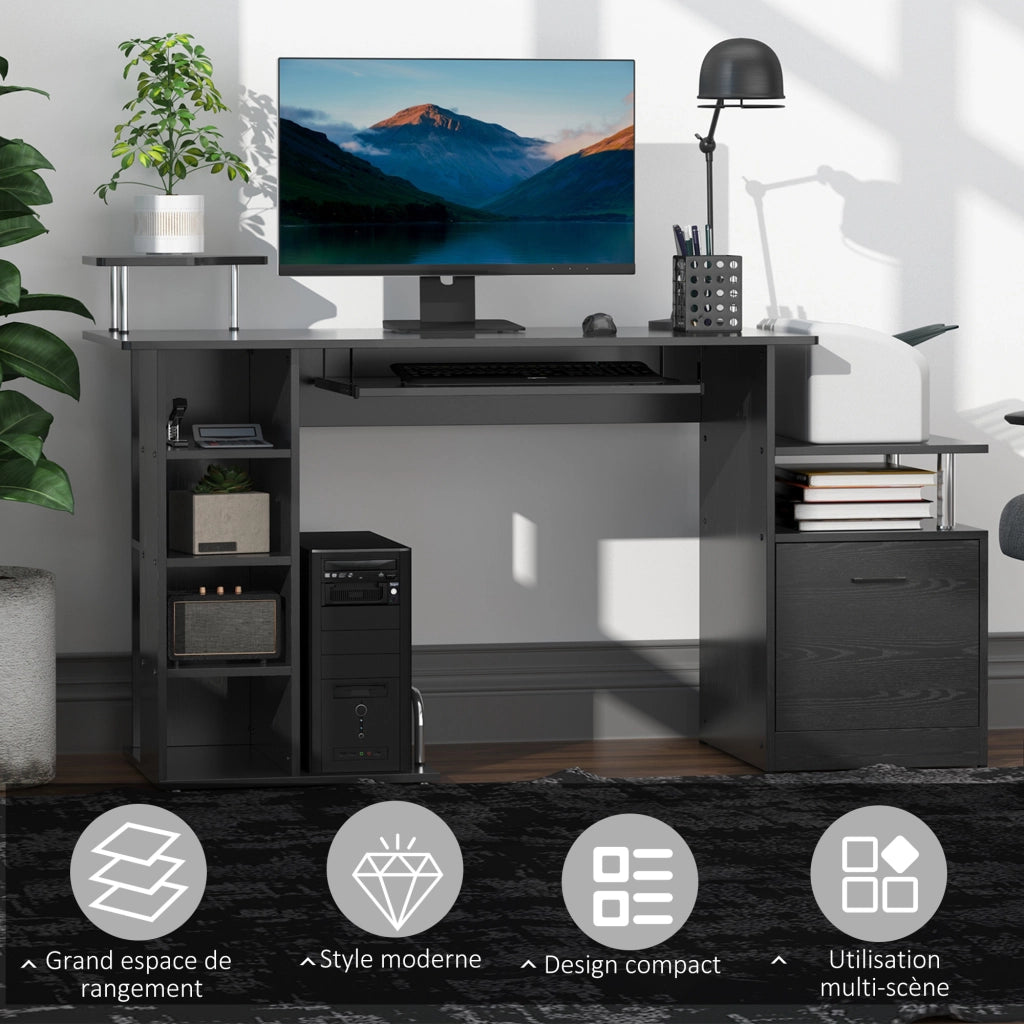 Scrivania per computer con cassetti ¨C Zephmum ¨C Nero 152x60x88 cm