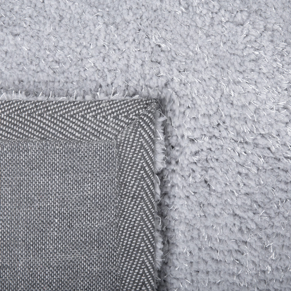 Tappeto shaggy grigio chiaro 140 cm moderno tappeto rotondo trapuntato a Pelo Lungo