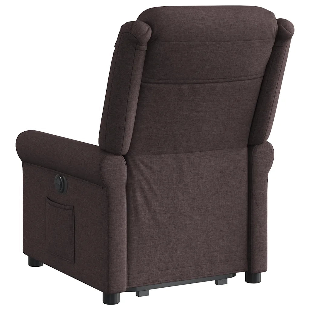 Poltrona Alzapersona Reclinabile Marrone Scuro in Tessuto 3303319