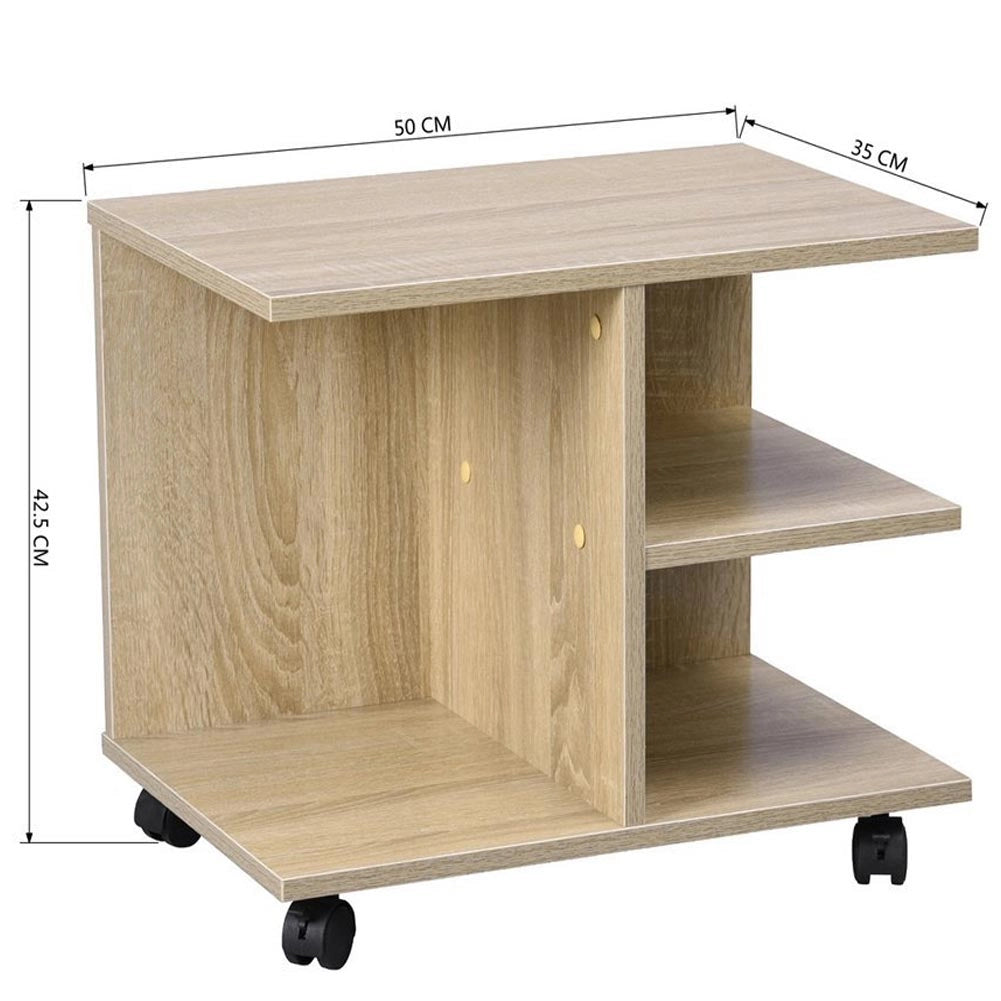 Mobiletto Tavolino Multiuso Design Moderno 4Ripiani 50x35H42cm Salvaspazio Beige
