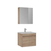 Set mobile lavabo con specchio (2 pezzi) "Side 65 v2" - 65 x 45 x 52 cm - Rovere