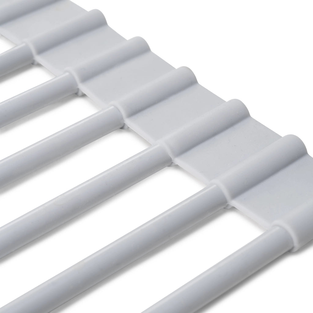 Emuca Scolapiatti in acciaio e silicone flessibile, Plastica grigia, Acciaio e Tecnoplastica, 1 u.