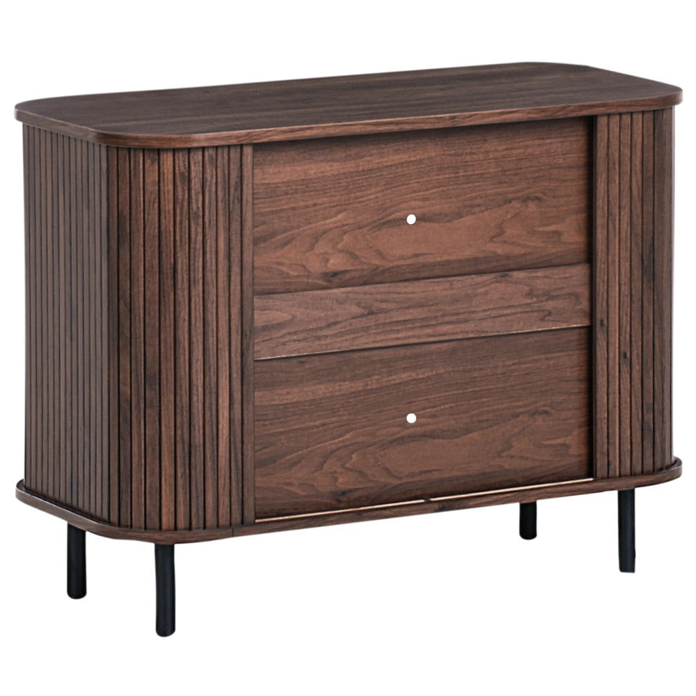 Credenza retrò ad ante scorrevoli MDF Gambe in metallo Legno scuro camera da letto soggiorno