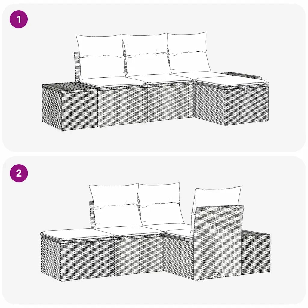 Set di divani con cuscino 4 pcs polyrattan