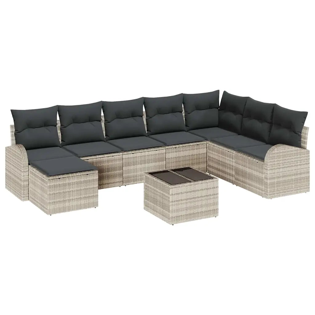 Set di divani con cuscino 9 pcs Grigio chiaro polyrattan 3354841
